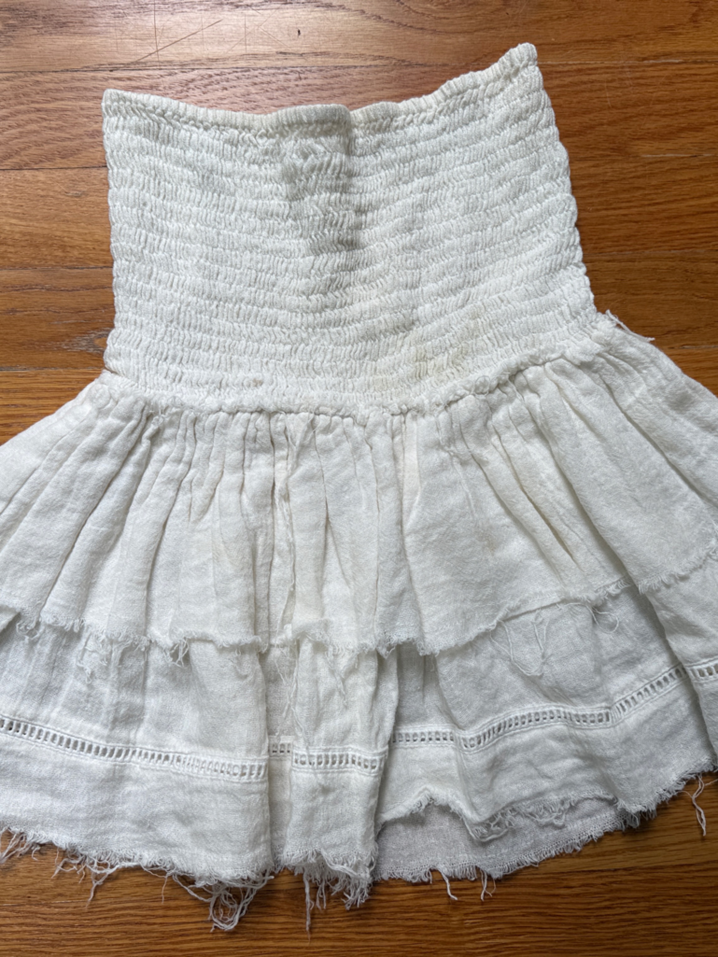 Smocked White Tiered Circle Skirt - Women